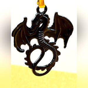 Black Winged  Dragon Dangle Earrings